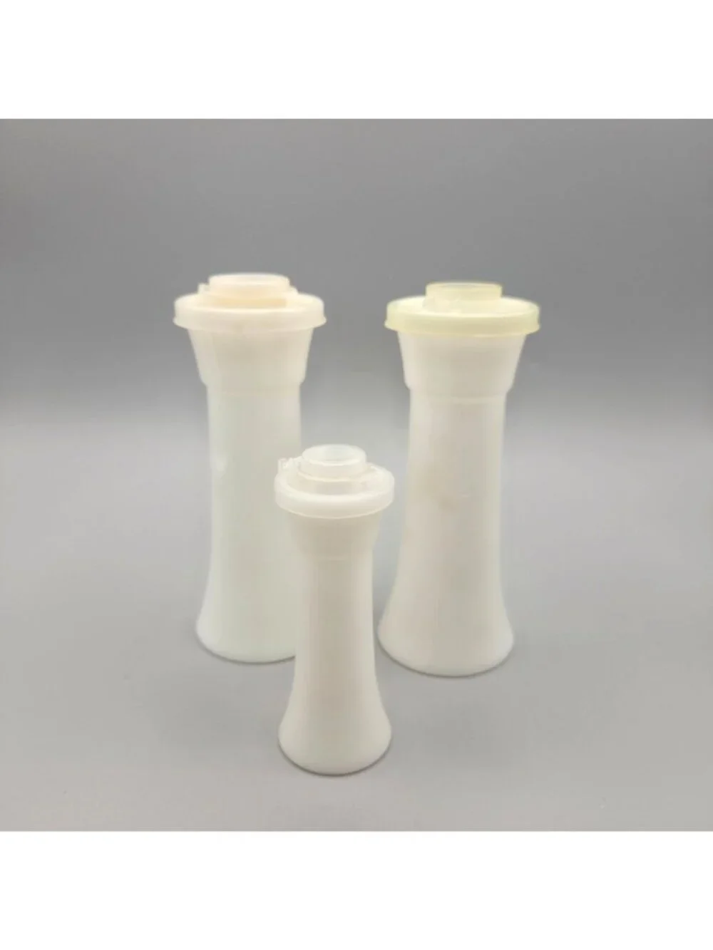 Vintage Tupperware Hourglass White Salt Pepper Shakers Set Plus Extra Pepper